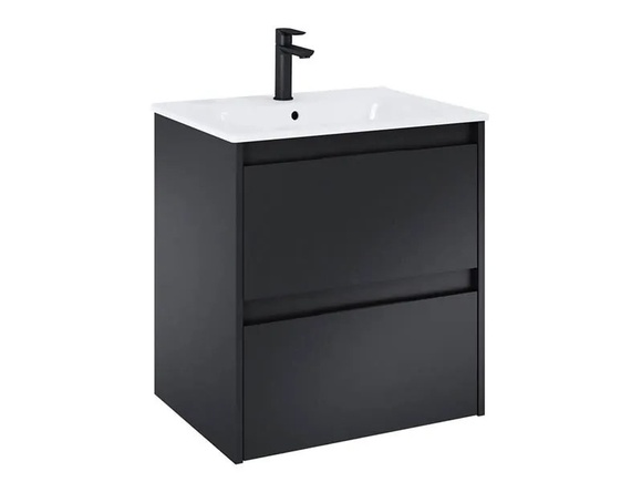 Модерен шкаф за баня с мивка Unik Alpine Black Matt 60см