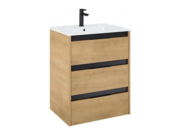 Елегантен шкаф за баня с мивка Unik Alpine Light Oak 60см